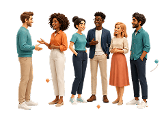 Diverse community members connecting